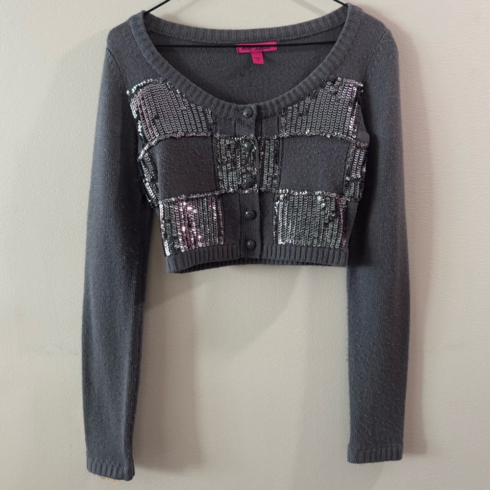 Y2K Betsey Johnson Grey Cardigan